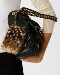 JADEZ FAUX FUR WALLET GIFT SET CHOCOLATE MULTI